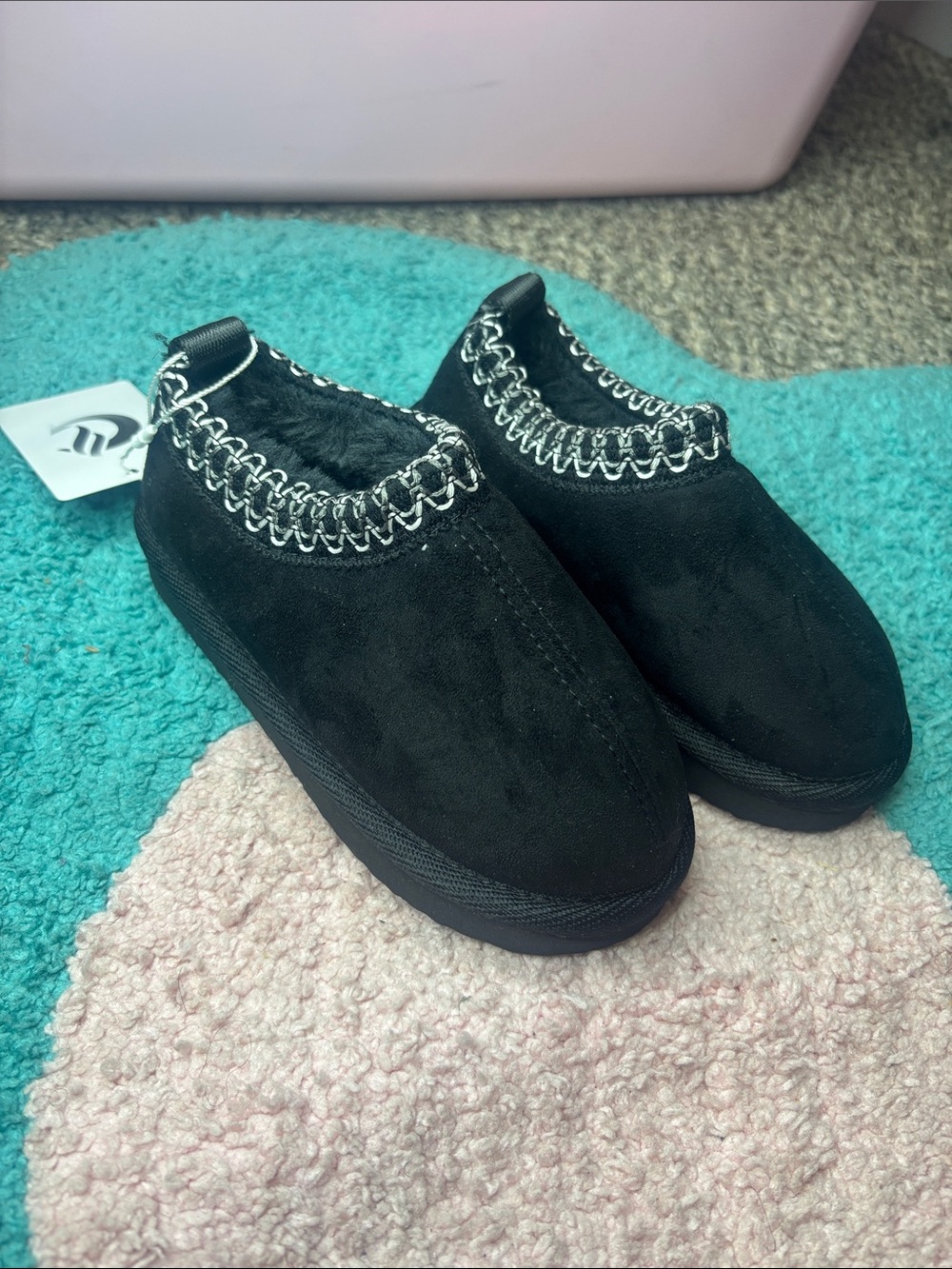 Black Kids Slip-On Cozy Suede Slippers